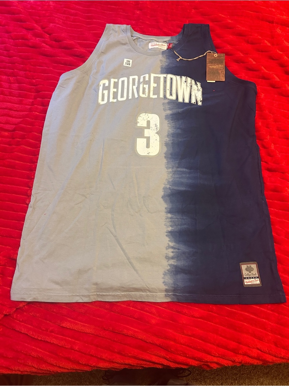 Mitchell & Ness Georgetown Two-Tone Navy and Gray Tank Top